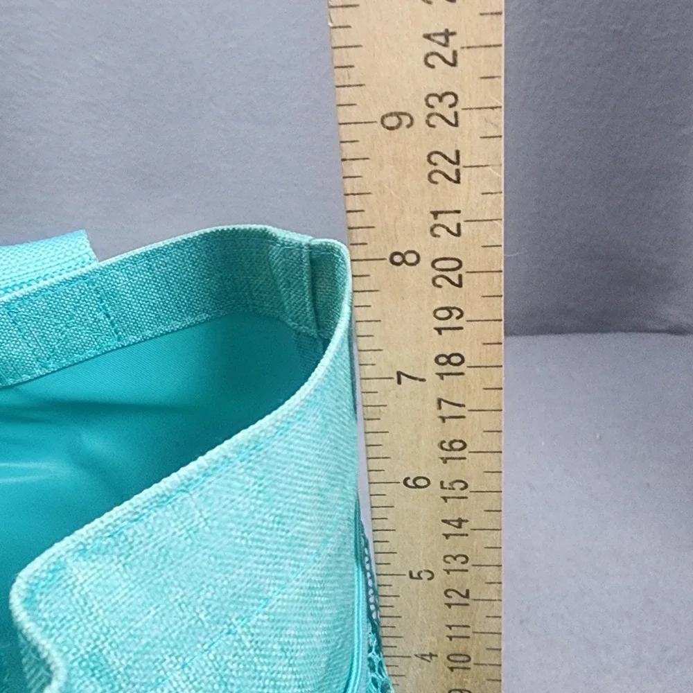Thirty-One Tote Bag Aqua Teal Live Laugh Love Signature Collection Small Caddy